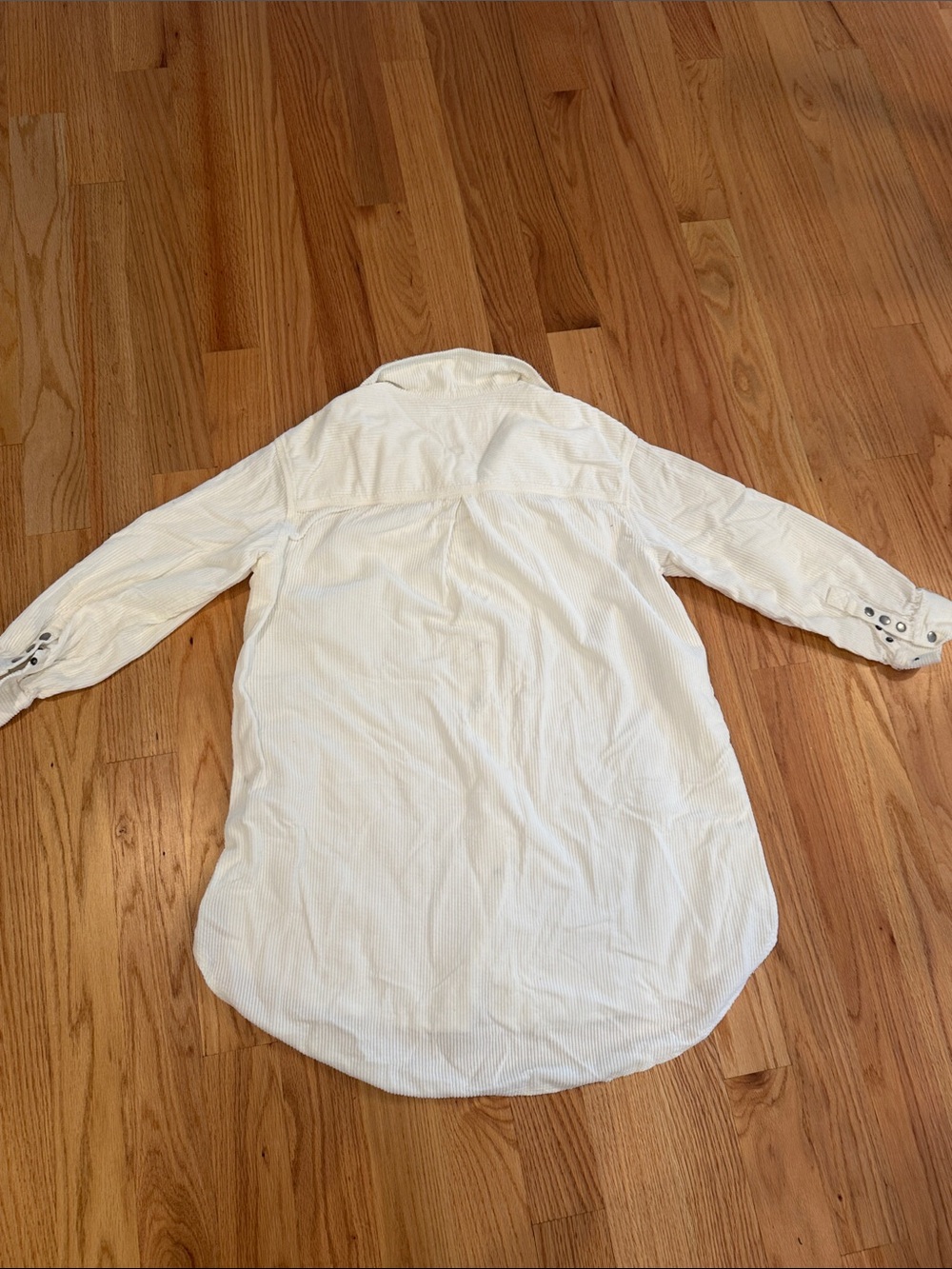 White Button-Down Casual Wide Wale Corduroy Shirt Jacket - Picture 4 of 6